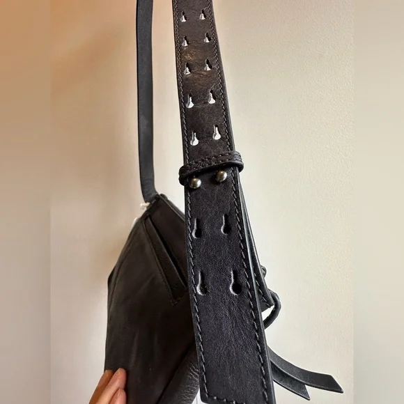 NWT We The Free Calla Sling Black Soft Leather Crossbody Black
